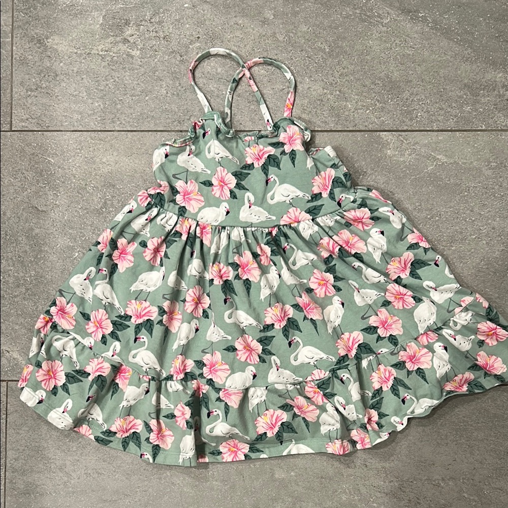 Janie and Jack Floral Swan Print Kids Dress